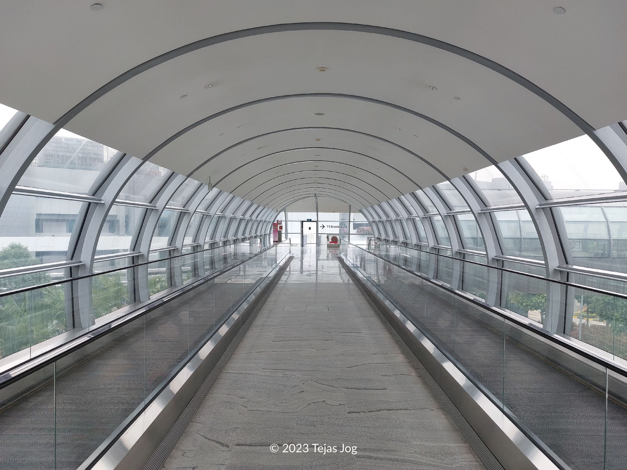 Walkway to airport terminal