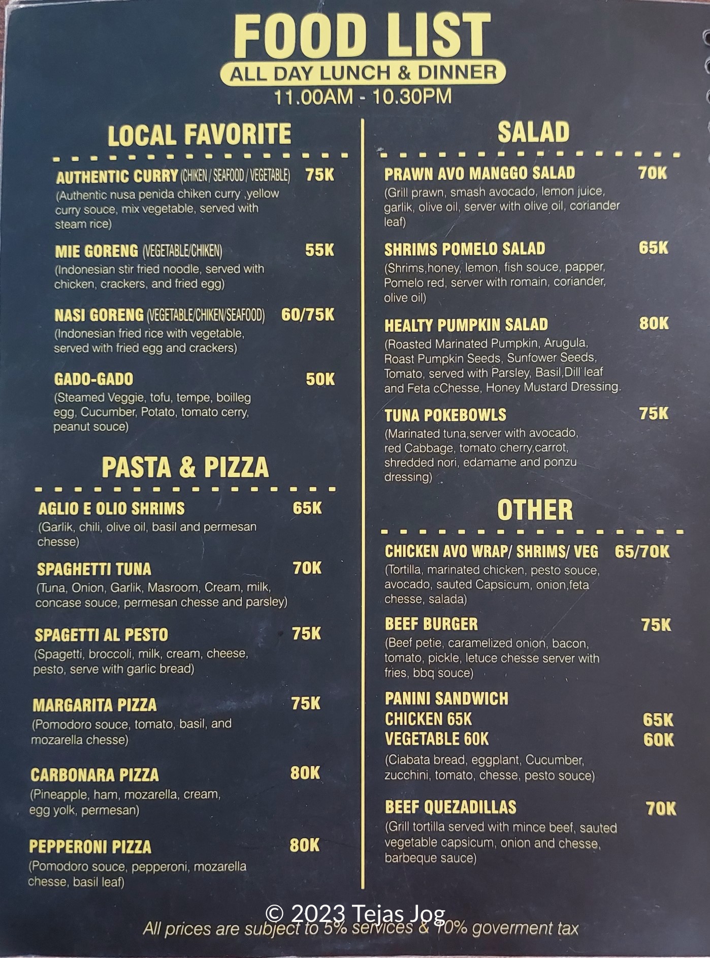 Menu at The Garuda Menu at The Garuda