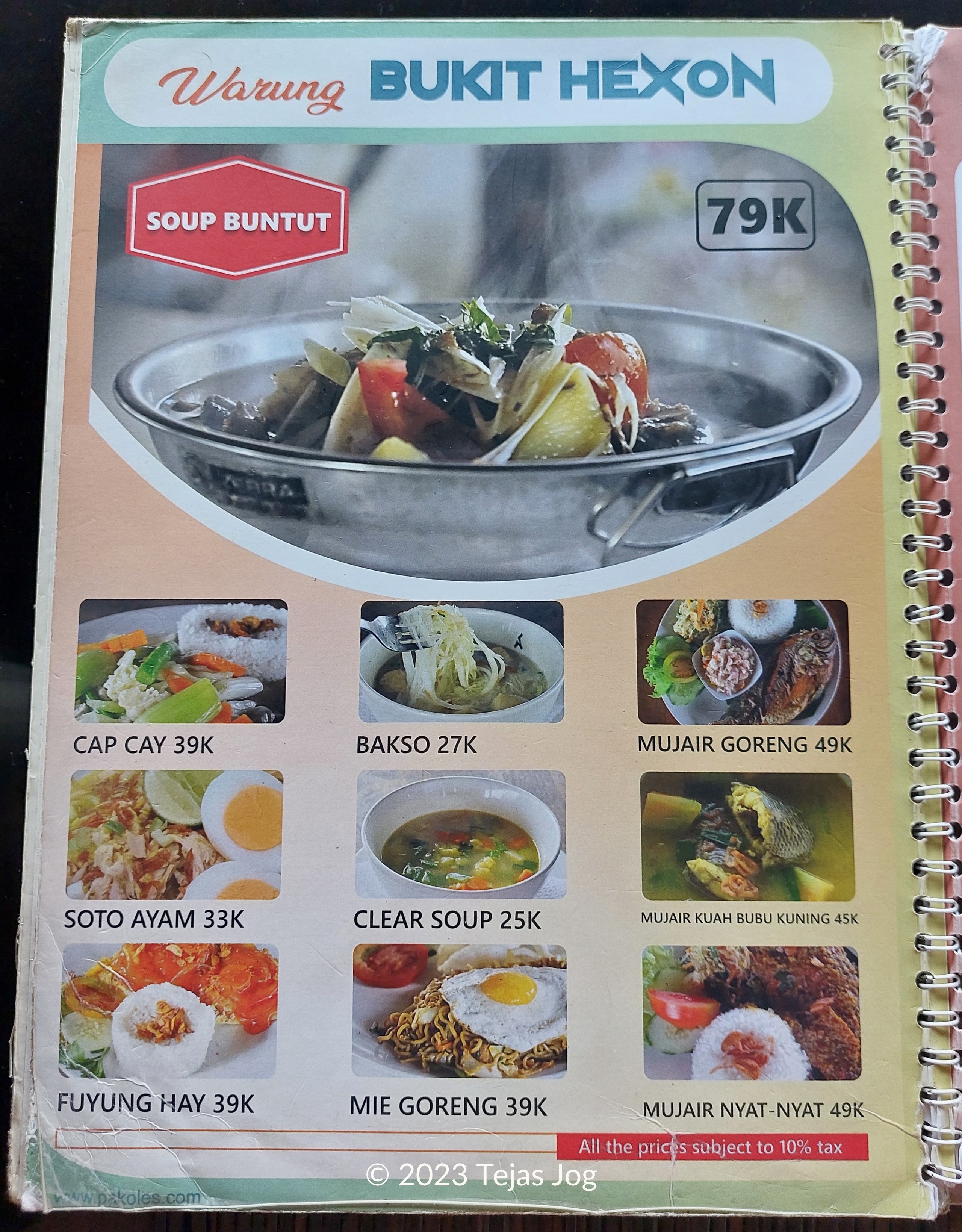 Menu at Warung Bukit Hexon