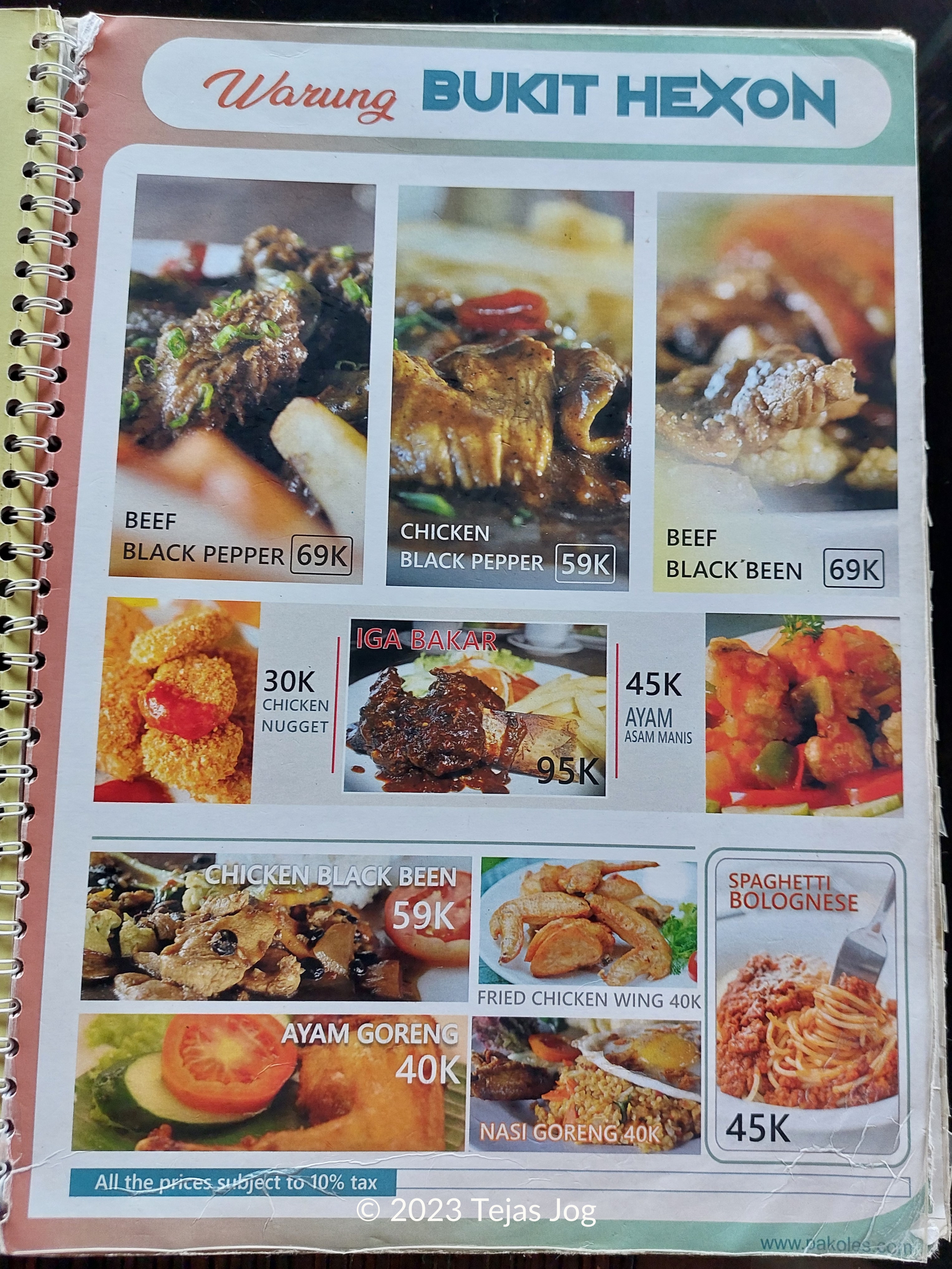 Menu at Warung Bukit Hexon