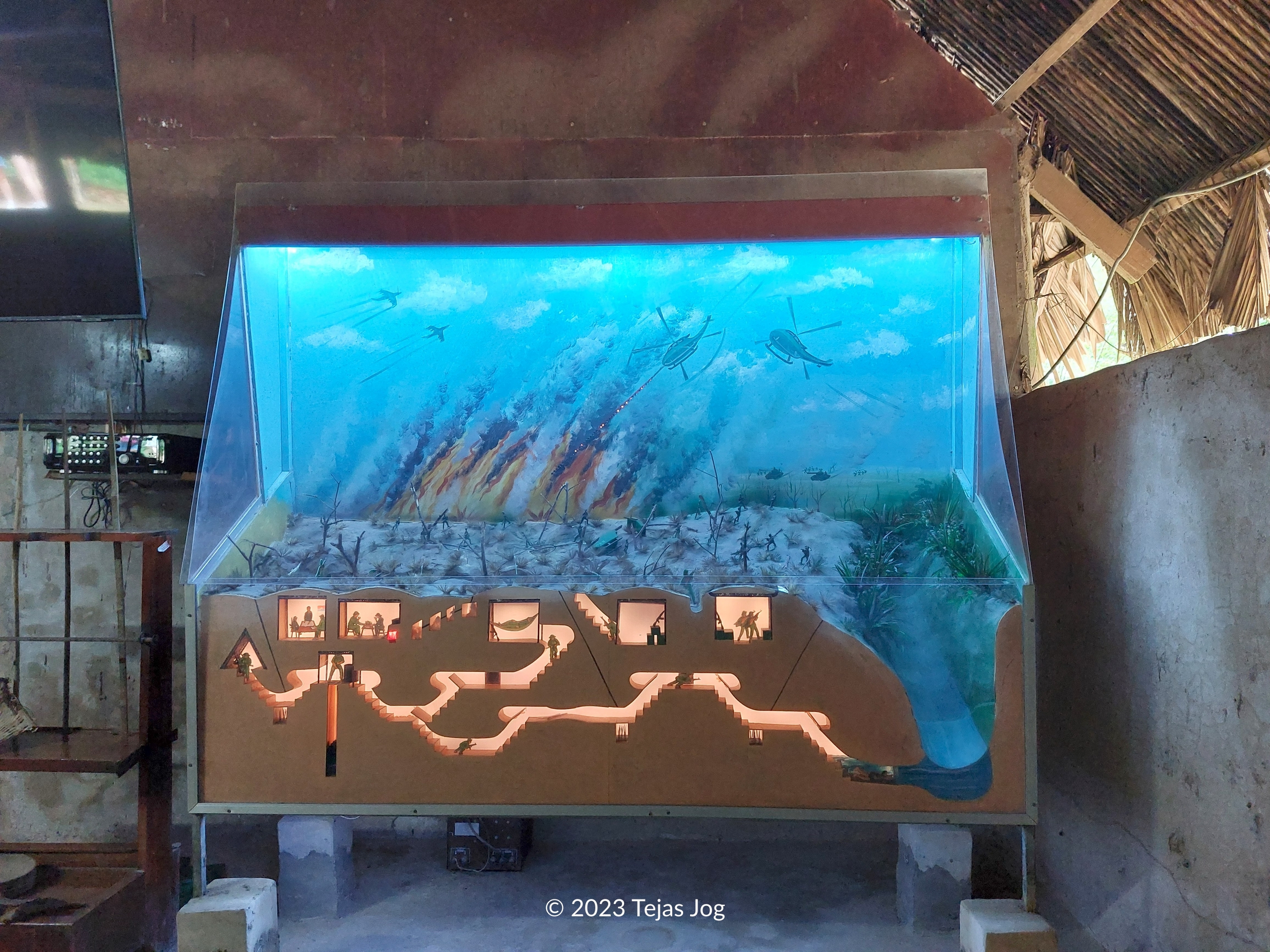 A cutaway model of the multi-level tunnel system
