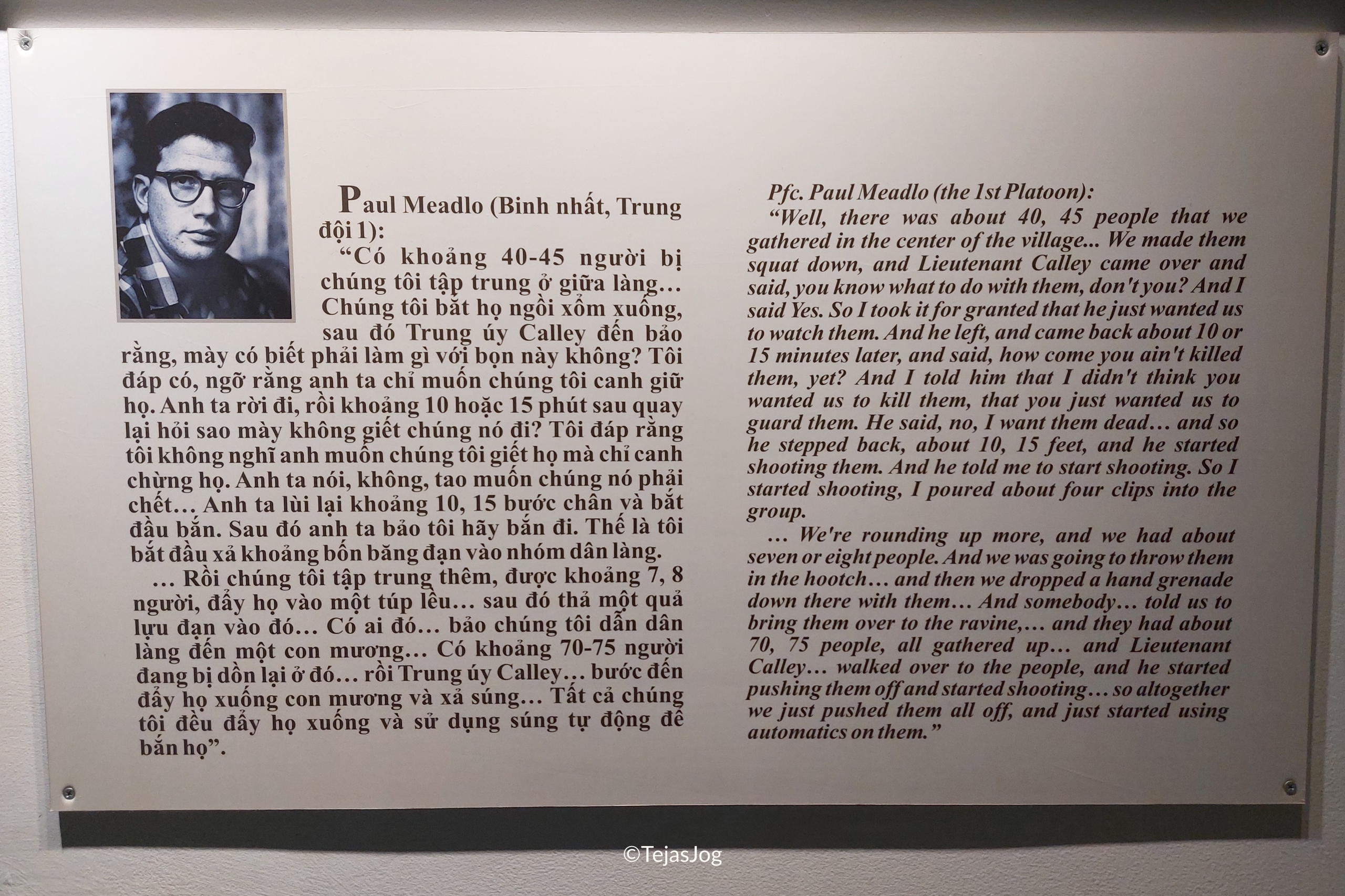 Testimony of Pfc. Paul Meadlo regarding the My Lai massacre