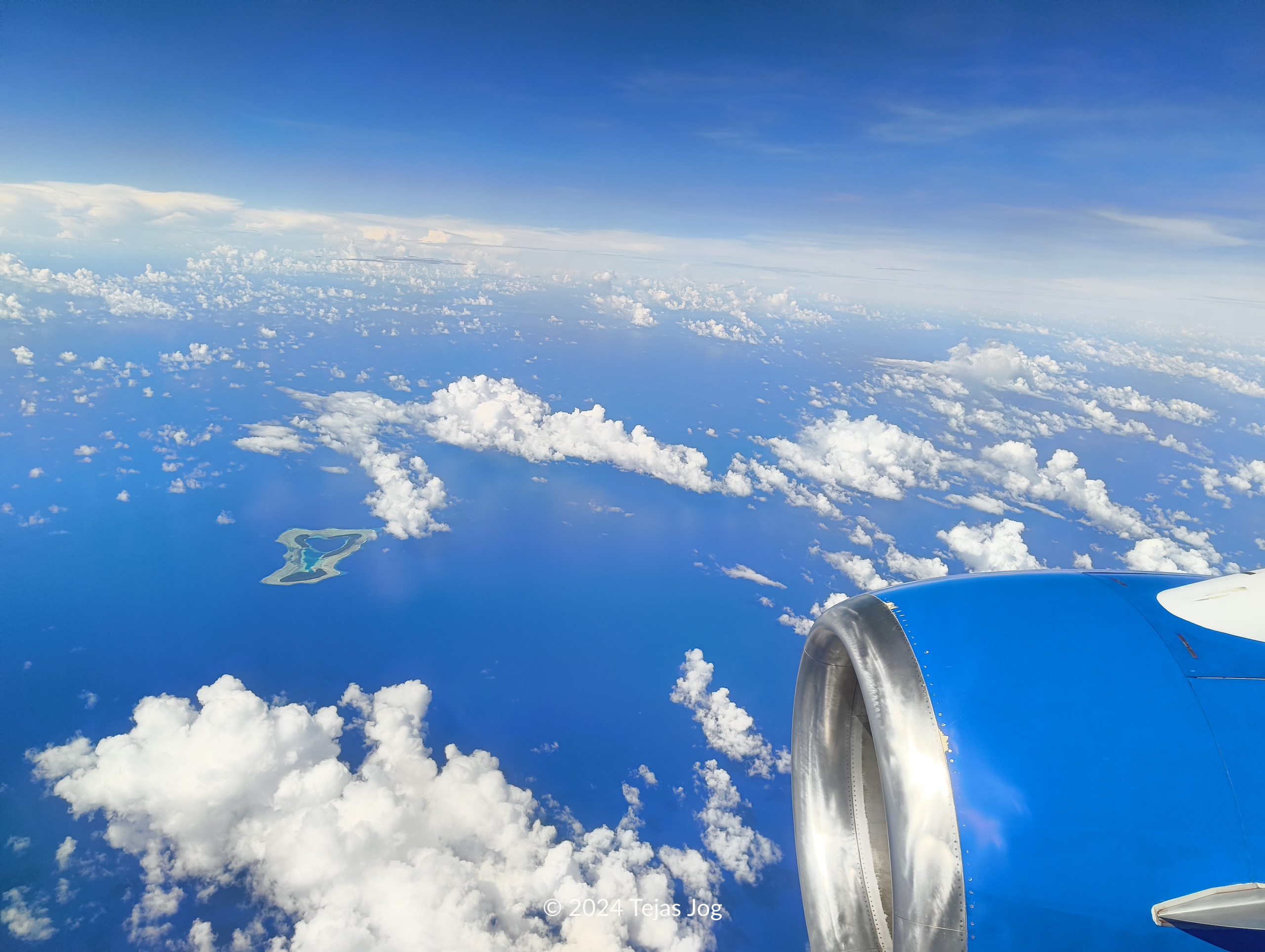 Mokil Atoll seen while approaching Pohnpei on United Airlines 154