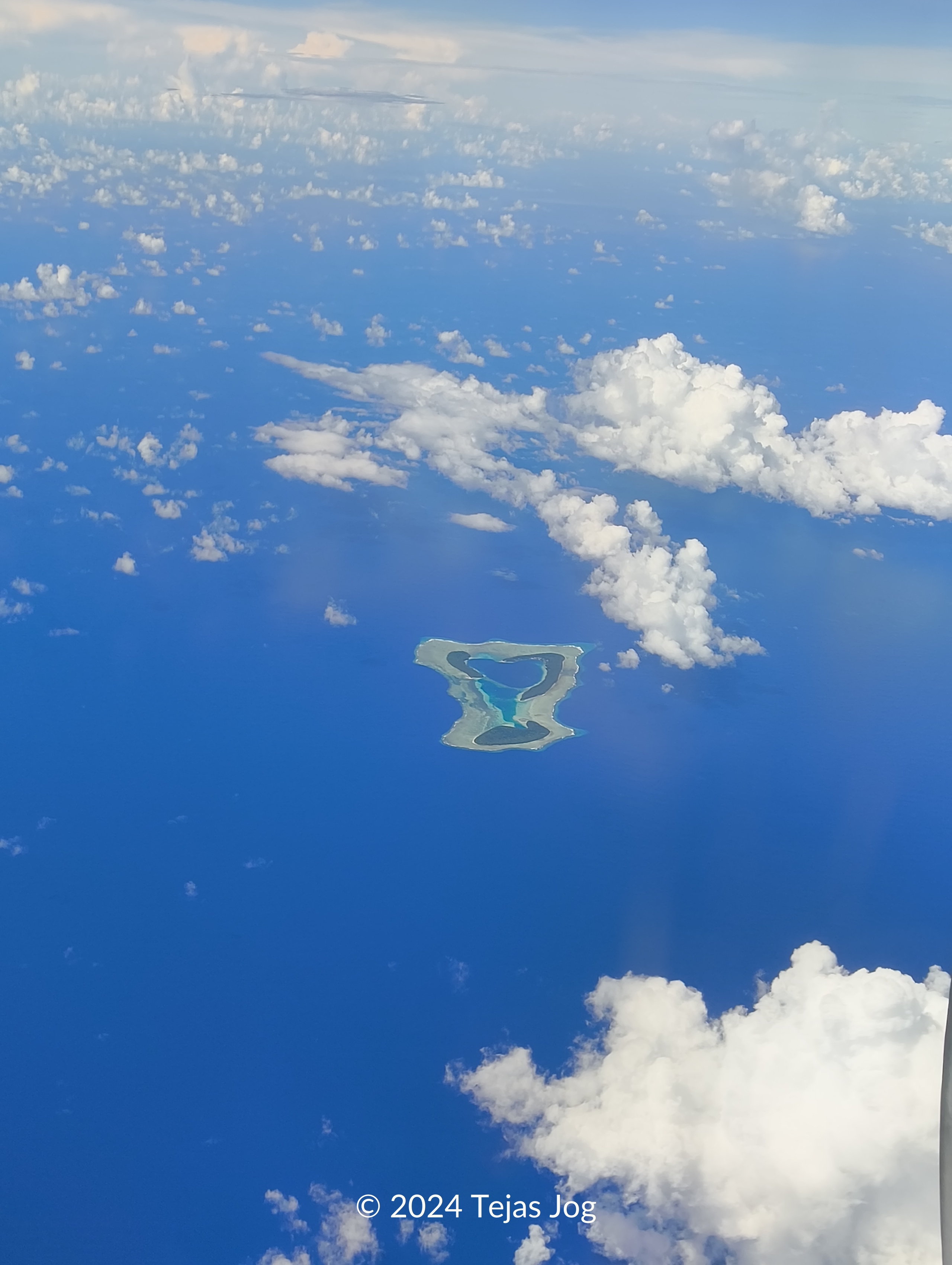 Mokil Atoll seen while approaching Pohnpei on United Airlines 154