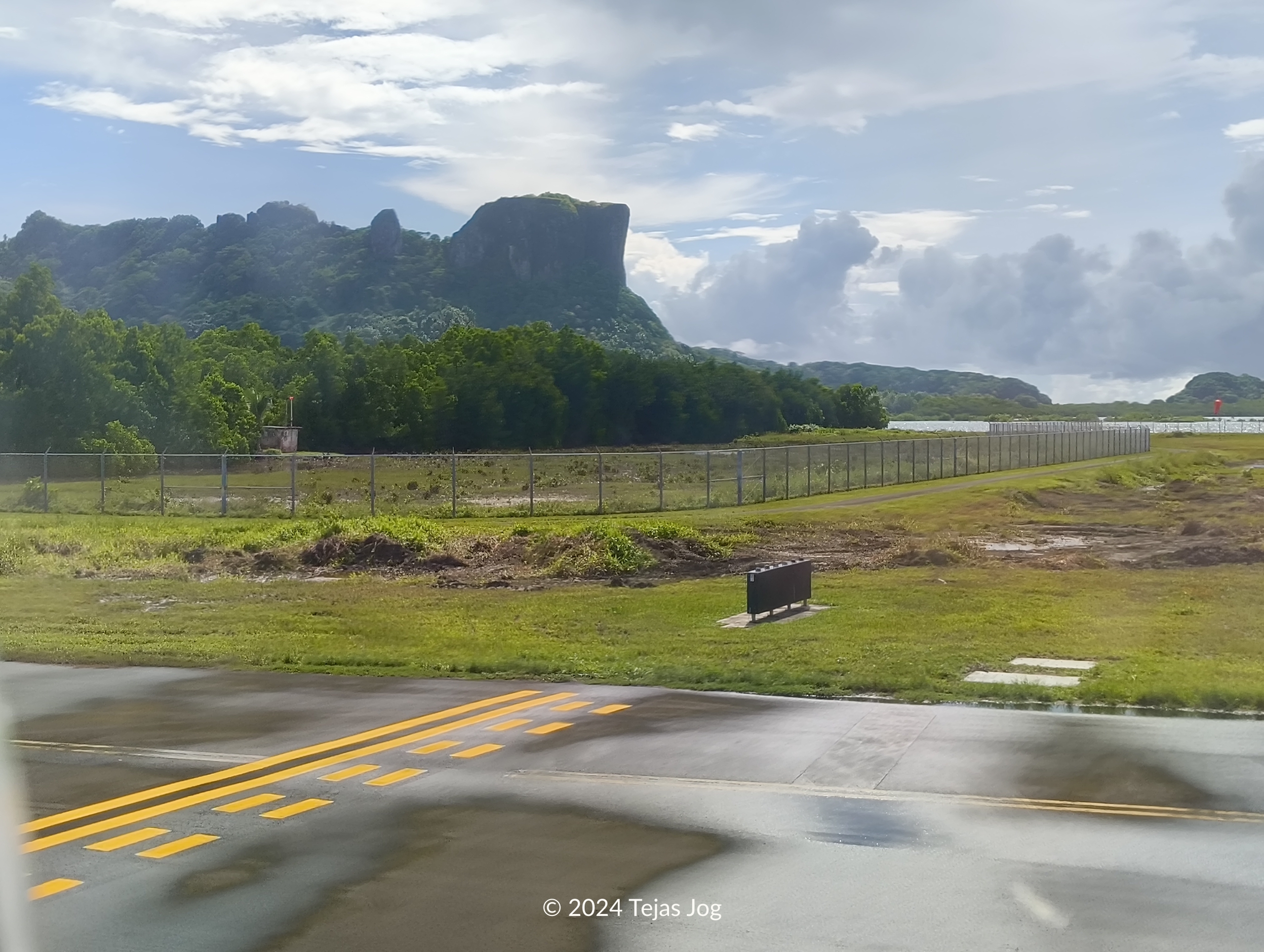 Sokehs Rock seen from United Airlines 154 after landing at Pohnpei