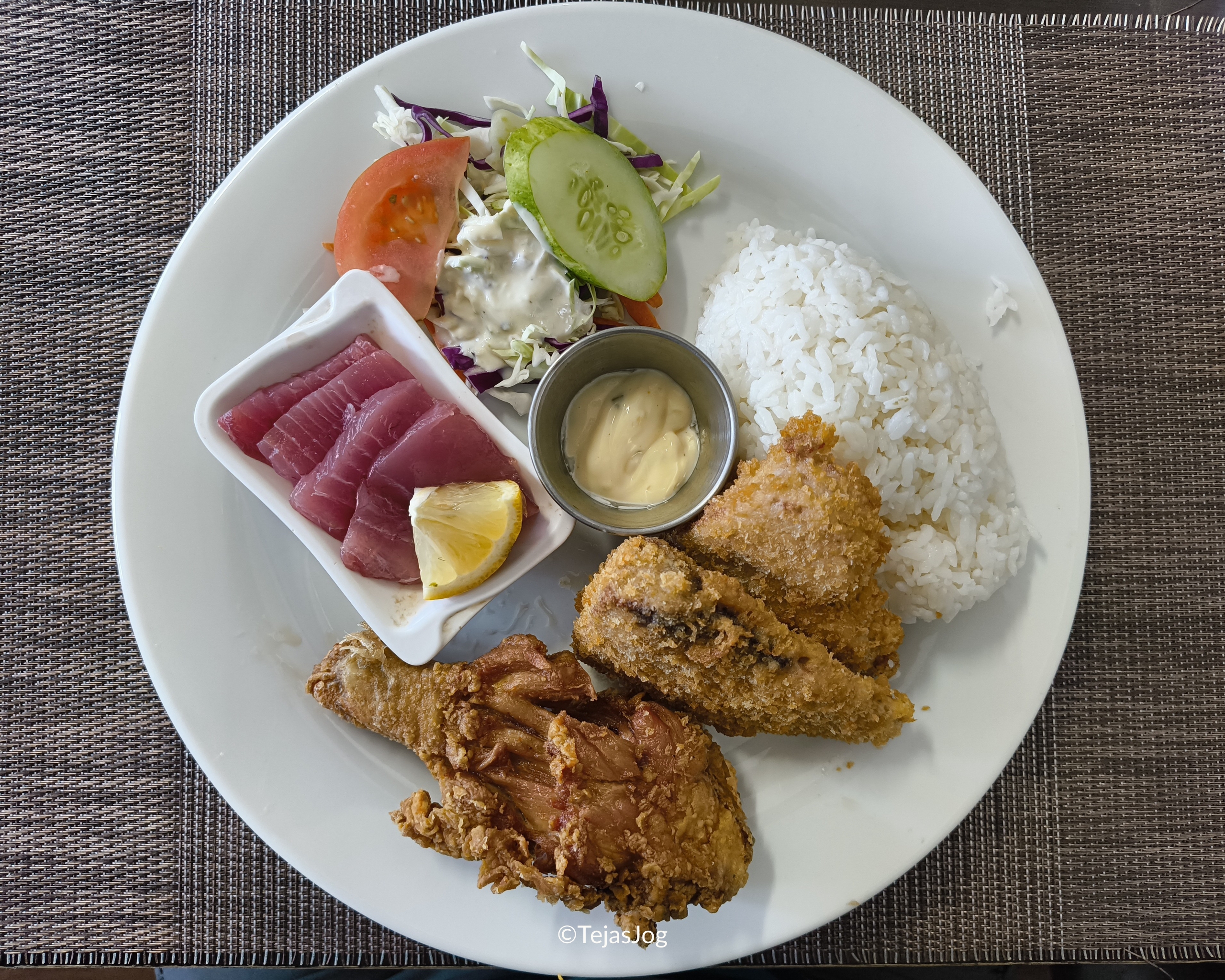 Town's Diner Combo - Breaded Fried Fish, Fried Chicken, Sashimi, Salad Town's Diner Combo - Breaded Fried Fish, Fried Chicken, Sashimi, Salad