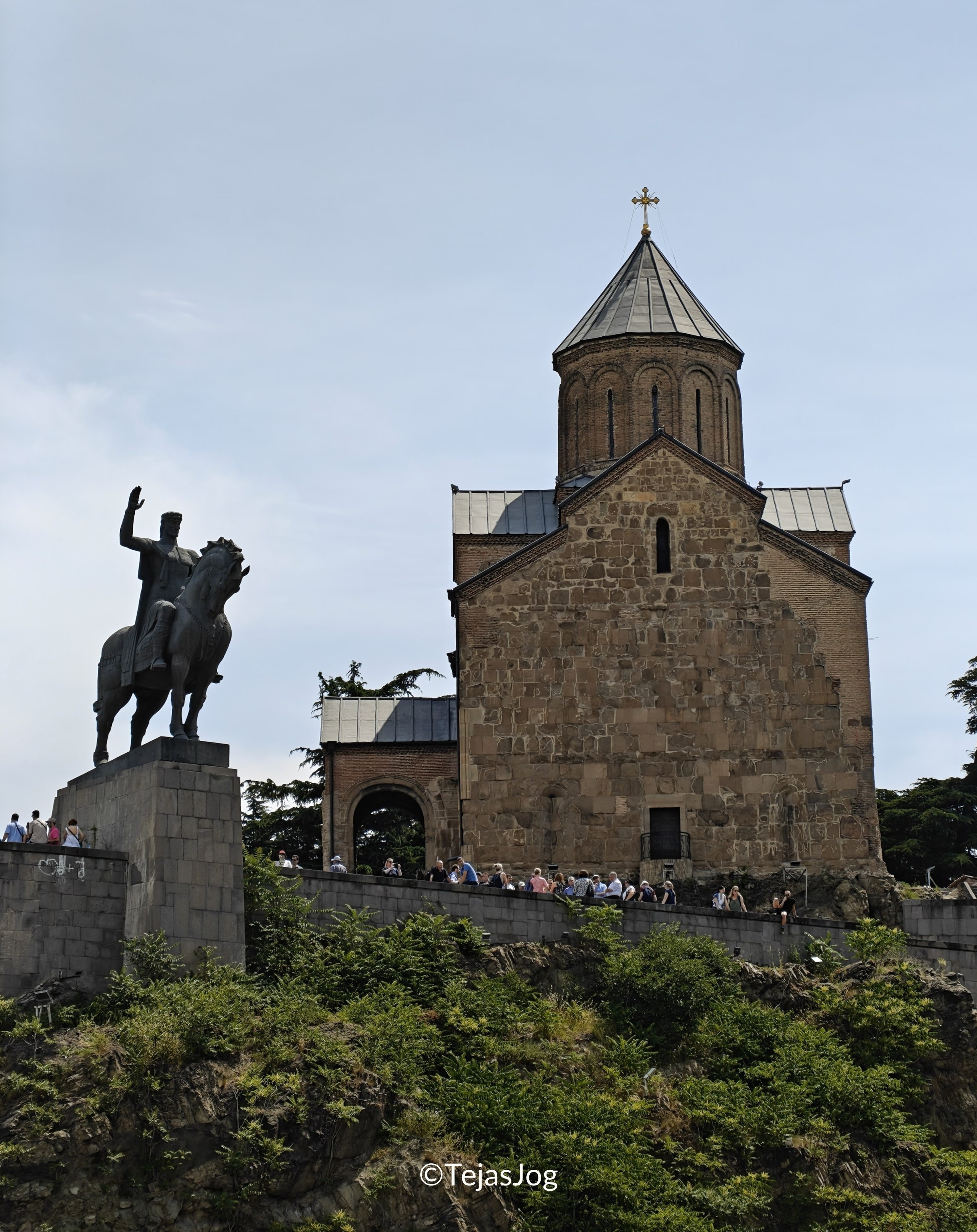 Metekhi church of the Nativity of the Mother of God and the Statue of King Vakhtang Gorgasali Metekhi church of the Nativity of the Mother of God and the Statue of King Vakhtang Gorgasali