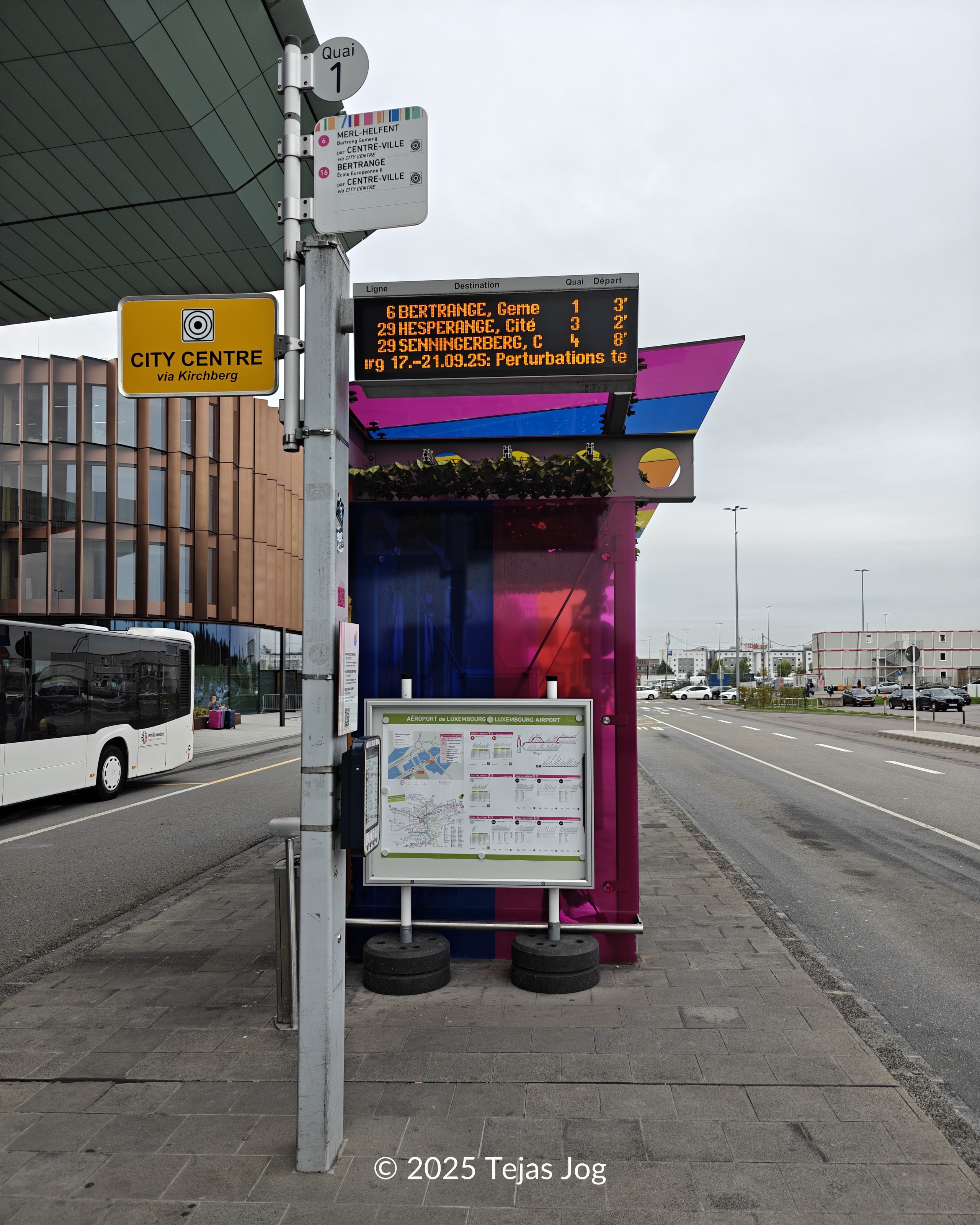 Bus stop at Luxembourg Airport