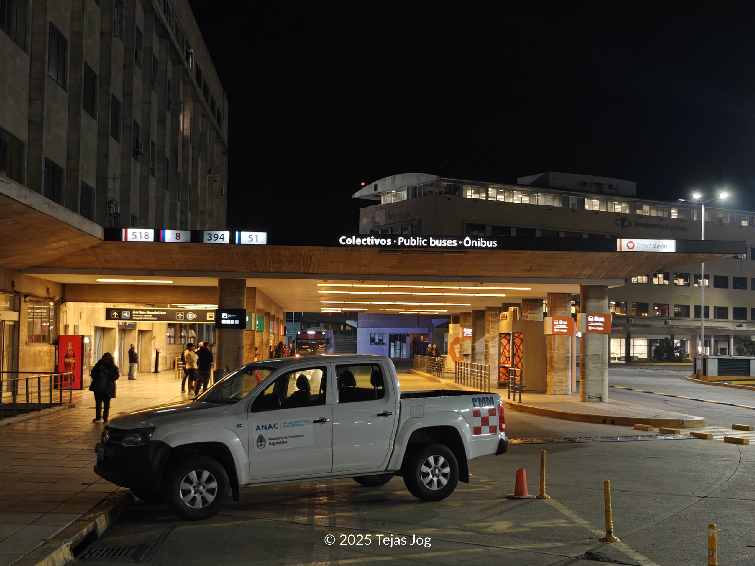 Bus stop at Ezeiza International Airport