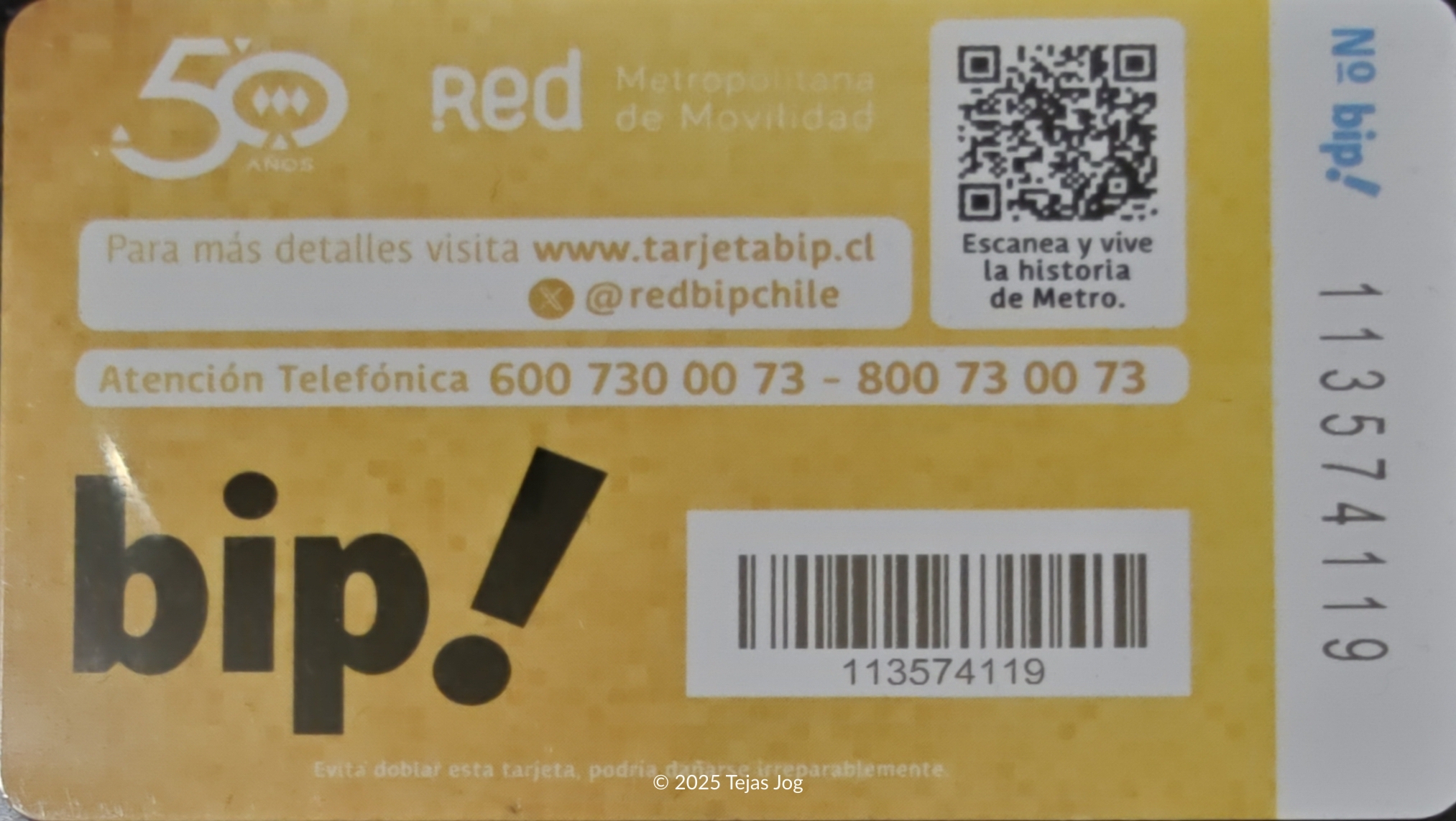 bip! card for Santiago Metro