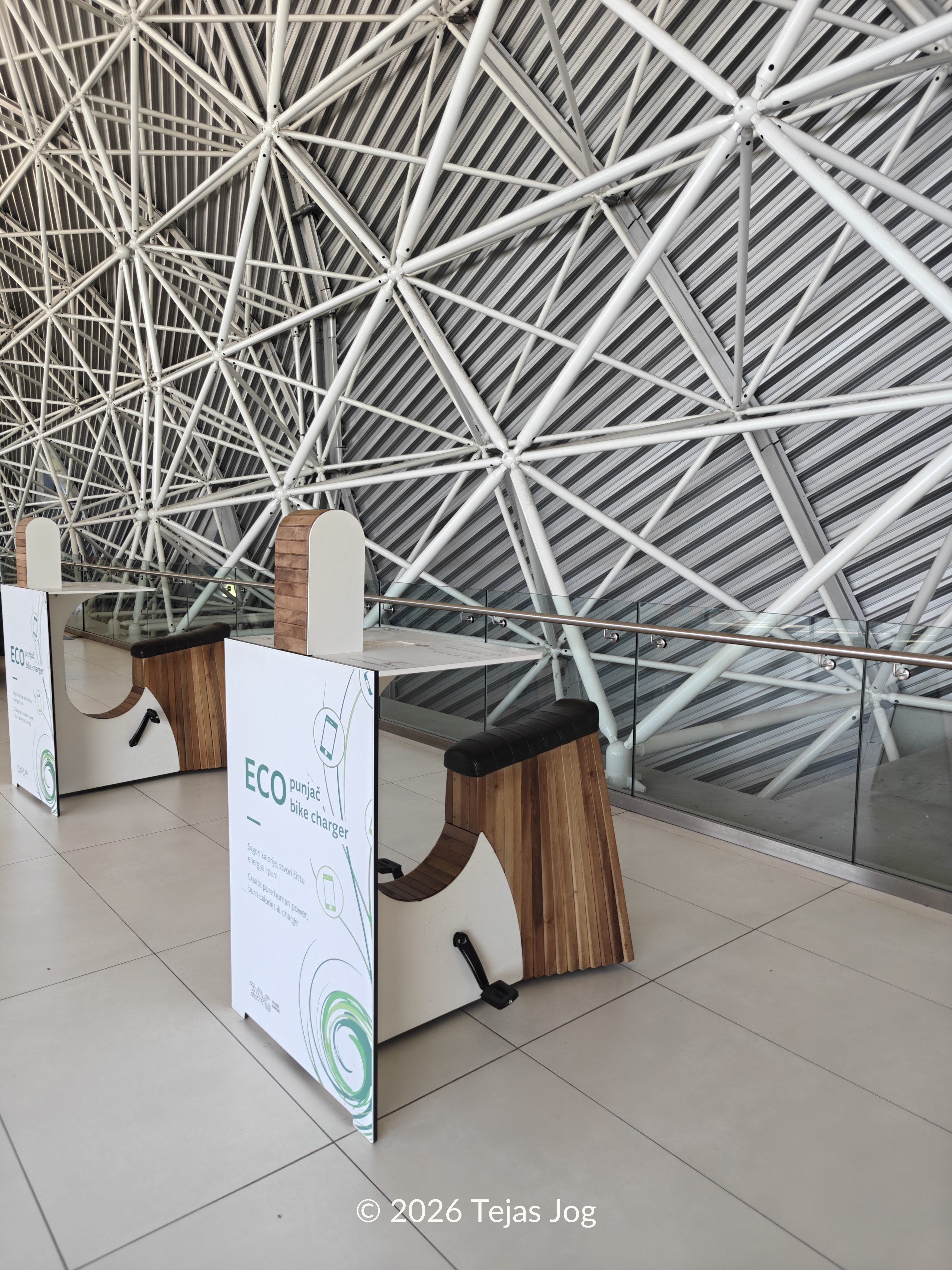 Stationary cycles to charge mobile devices at Franjo Tuđman International Airport Zagreb
