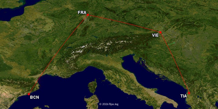 Austrian Airlines 760 - Austrian Airlines 205 - Lufthansa 1130
