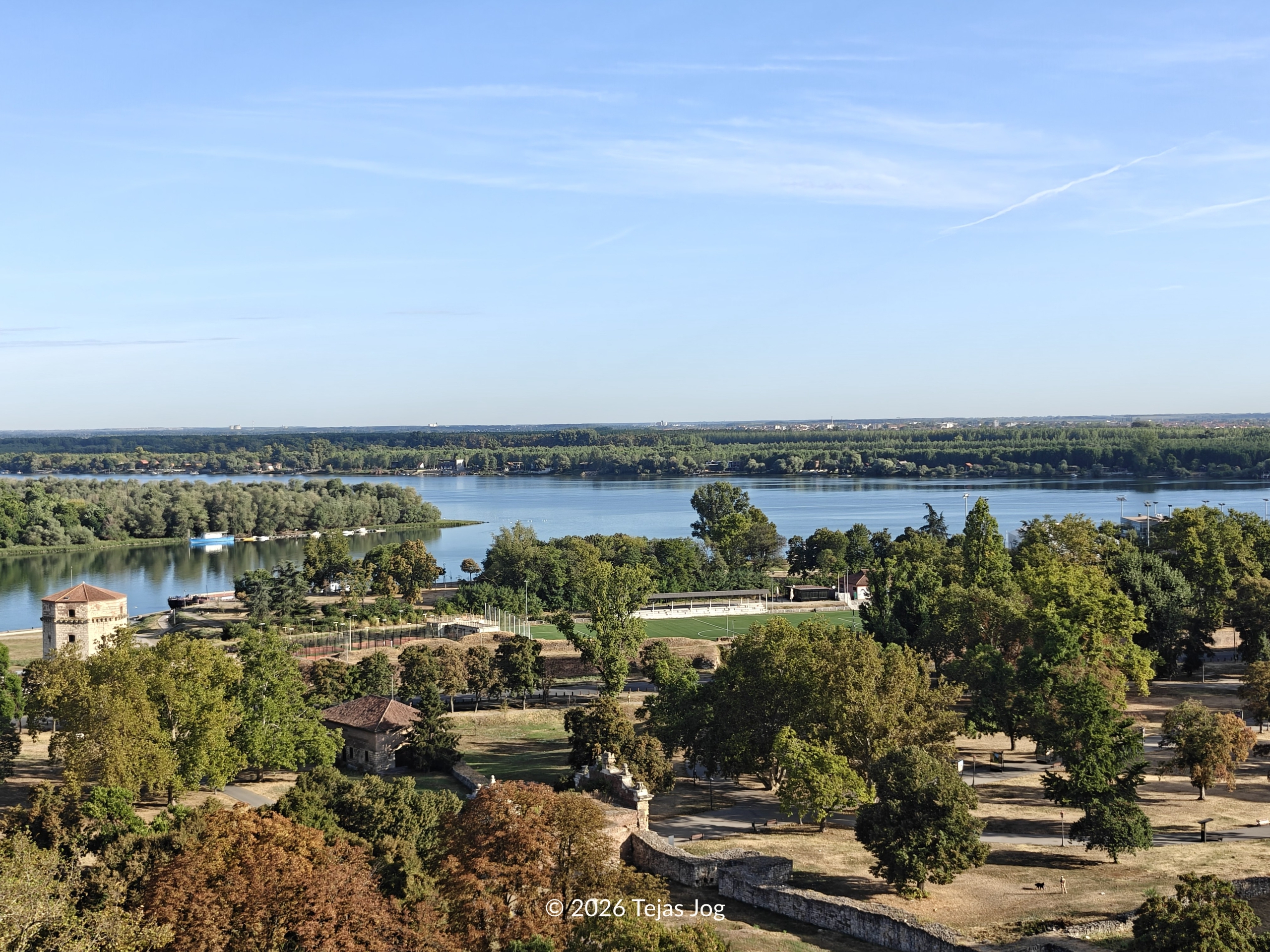 Confluence of Sava and Danube rivers