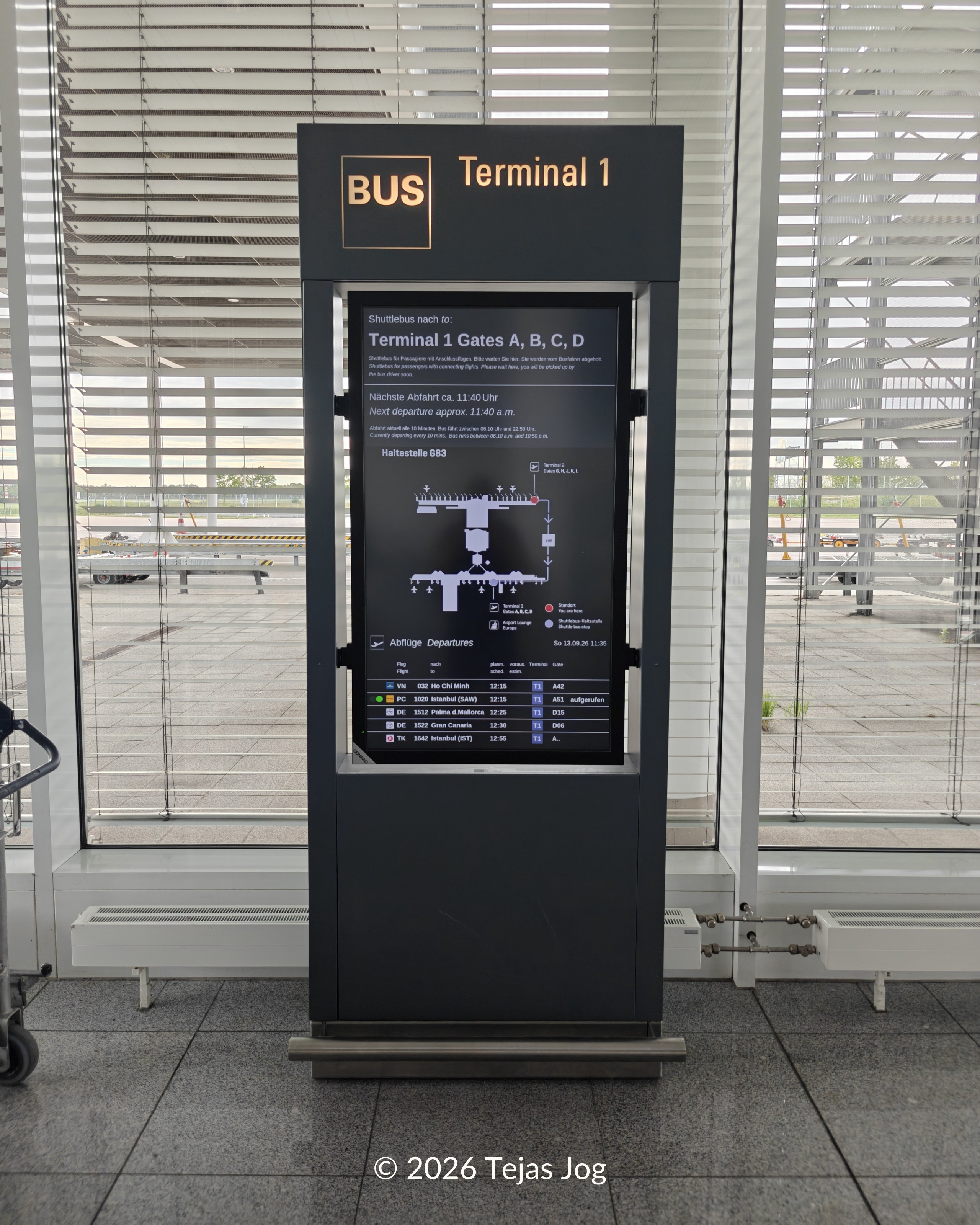 Inter-terminal air-side shuttle to Terminal 1 at Munich Airport
